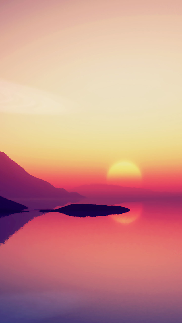 Ocean Sunset Illustration Ios7 iPhone Wallpaper Ipod HD