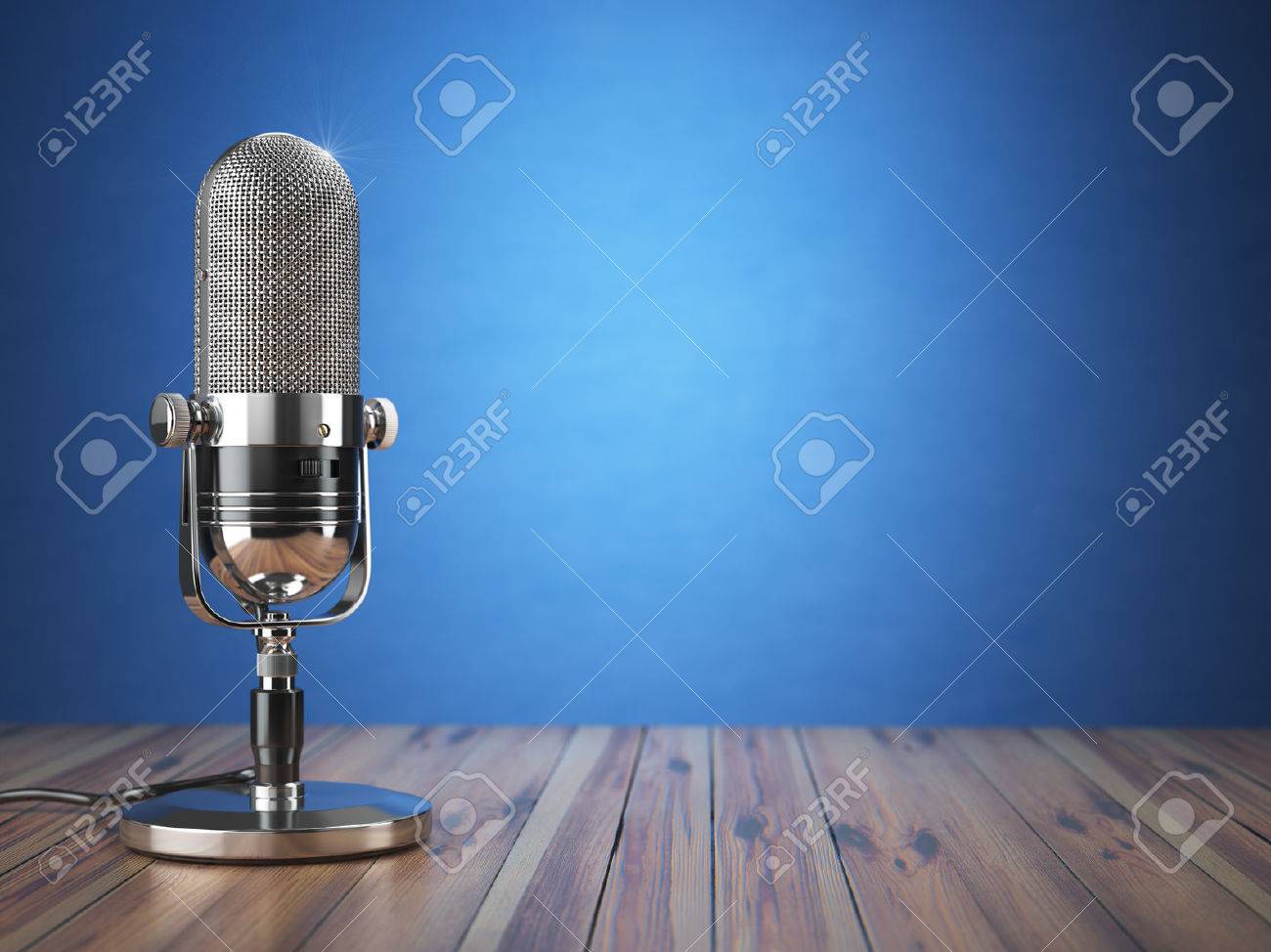 Retro Old Microphone Radio Show Or Audio Podcast Concept Vintage