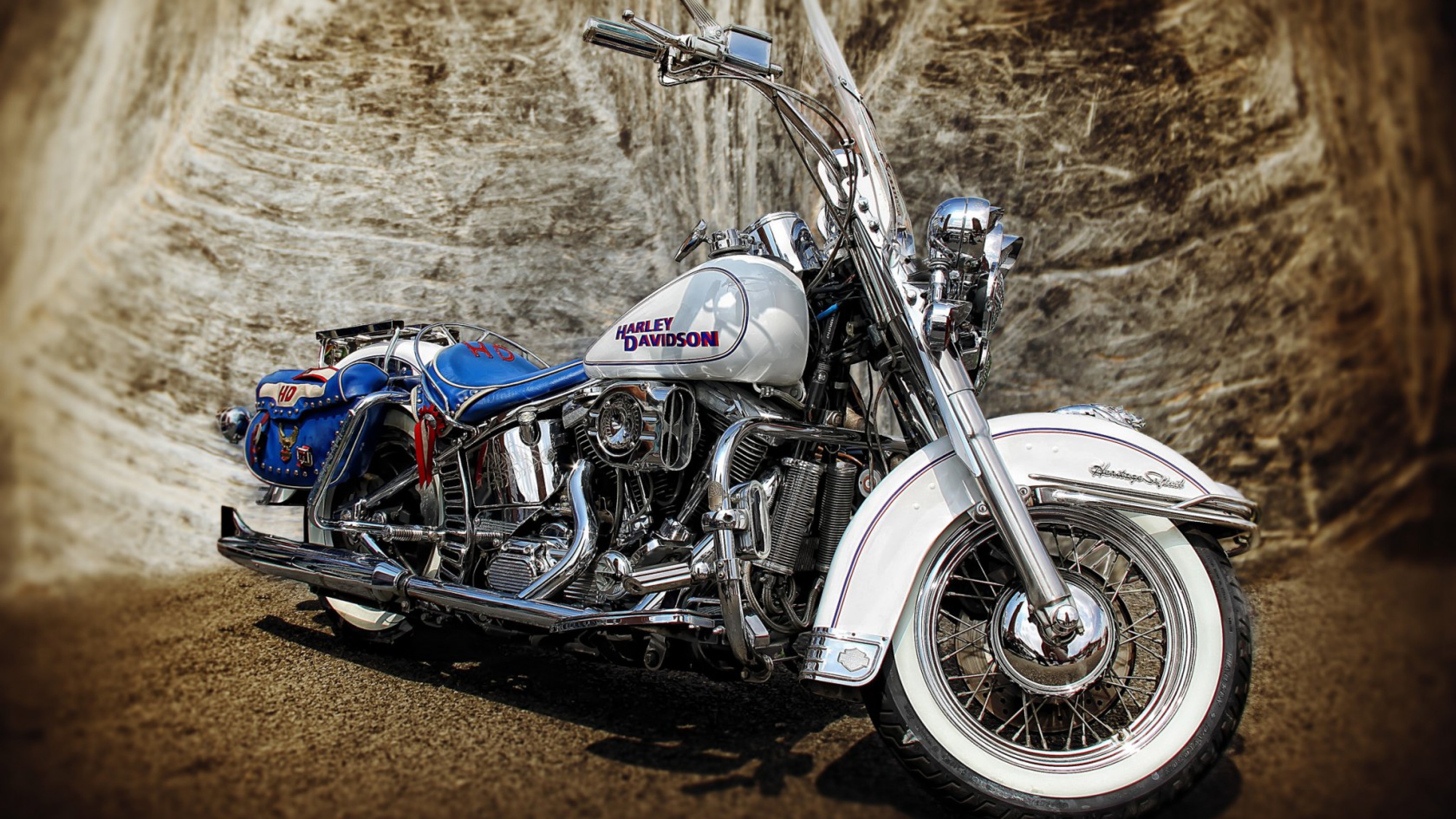 A Customized Harley Davidson Heritage Softail Classic Motorcycle
