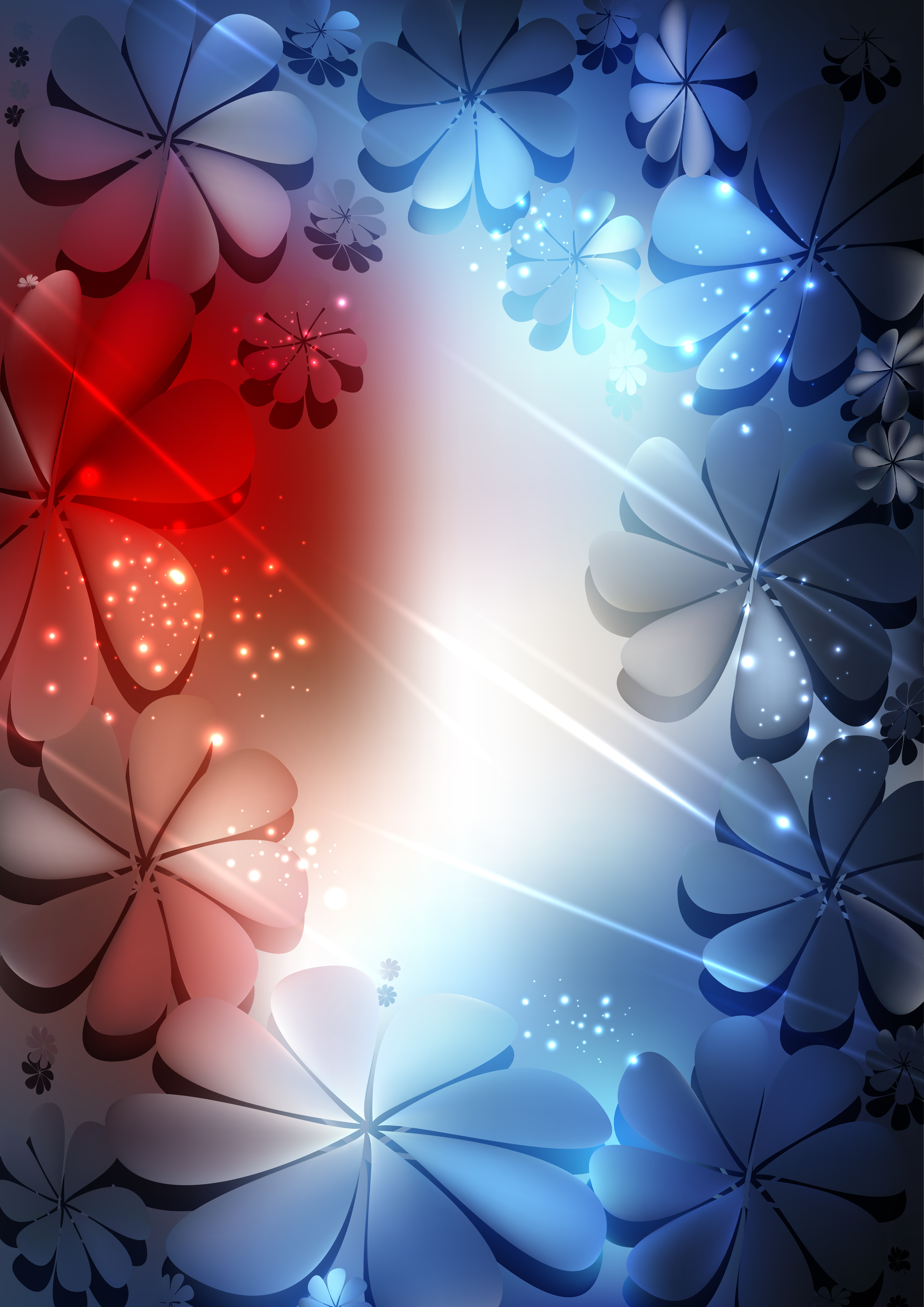 Red White And Blue Flower Background Illustration