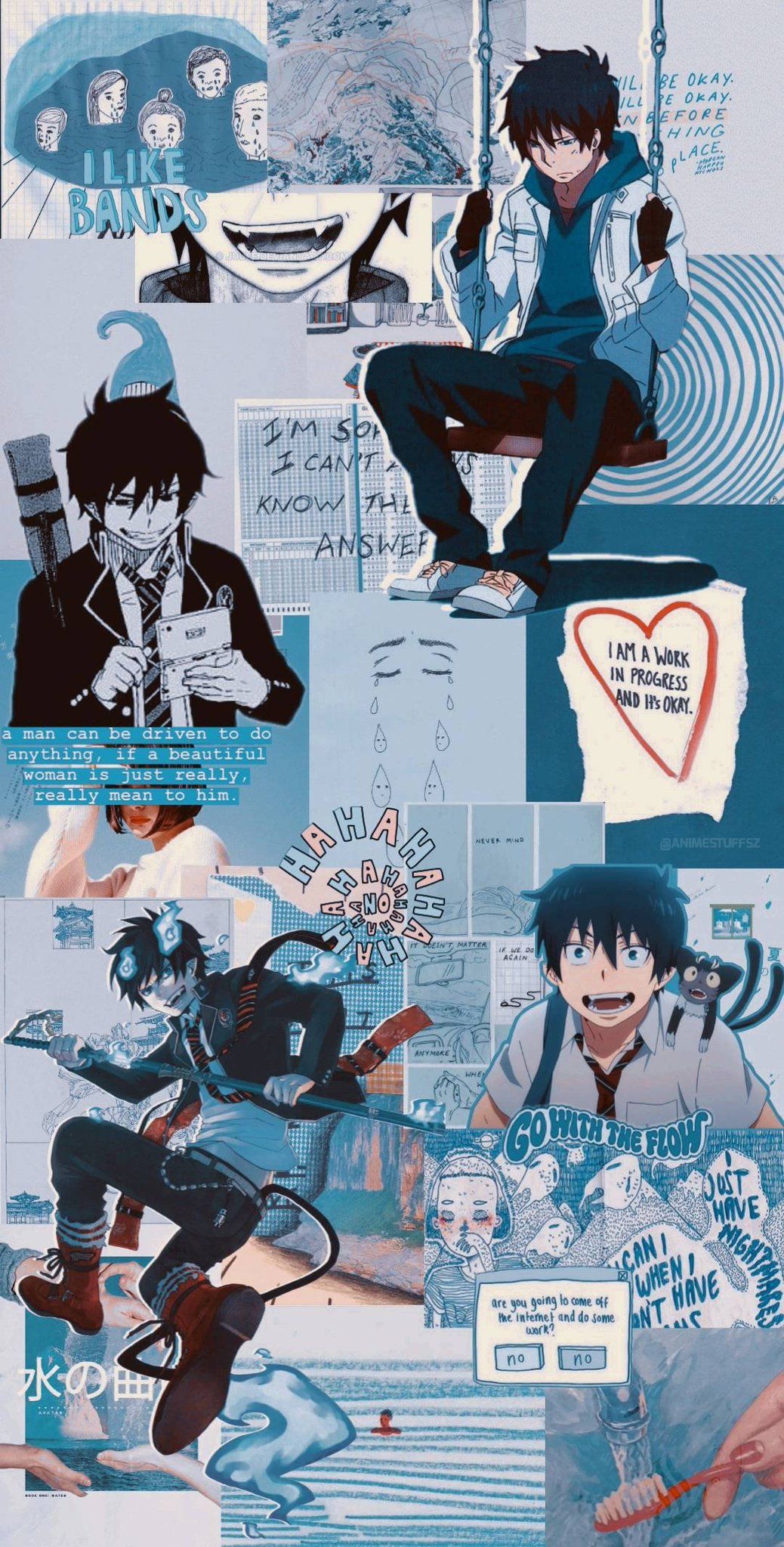 Wallpaper Aesthetic Blue Anime