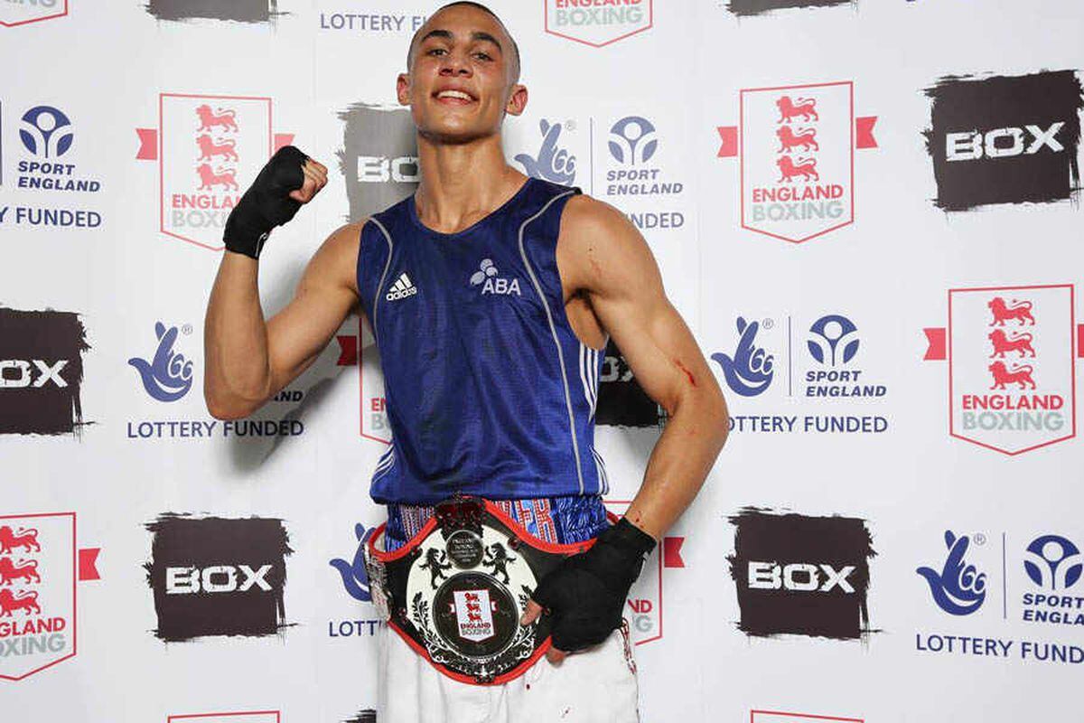 Benjamin Whittaker celebrates his victory at an England Boxing event