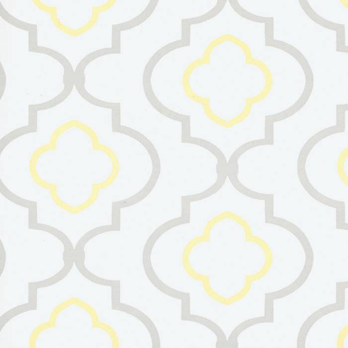 Wallpaper Contemporary Gray and Yellow Trellis on White Background