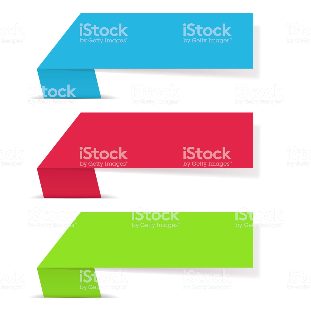 Origami Paper Labels Matted Colored Elements Isolated On White