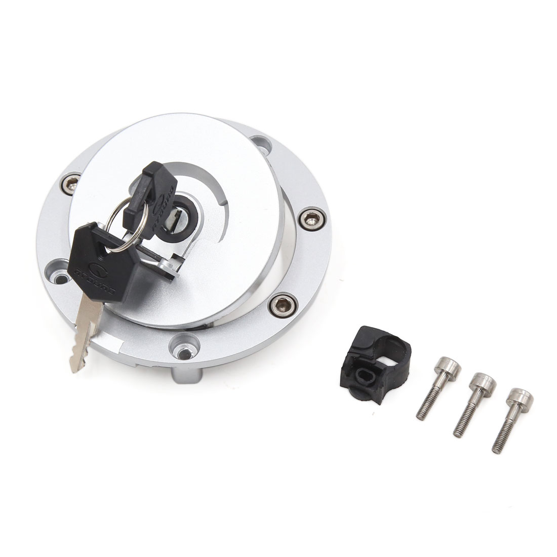 Silver Tone Metal Motorcycle Engine Oil Cover Lock Fuel Tank Cap