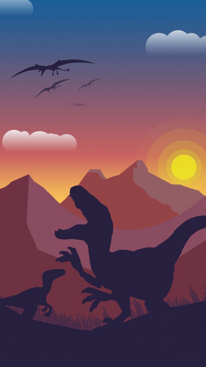 Dinosaur mountains digital art 720x1280 wallpaper Jurassic