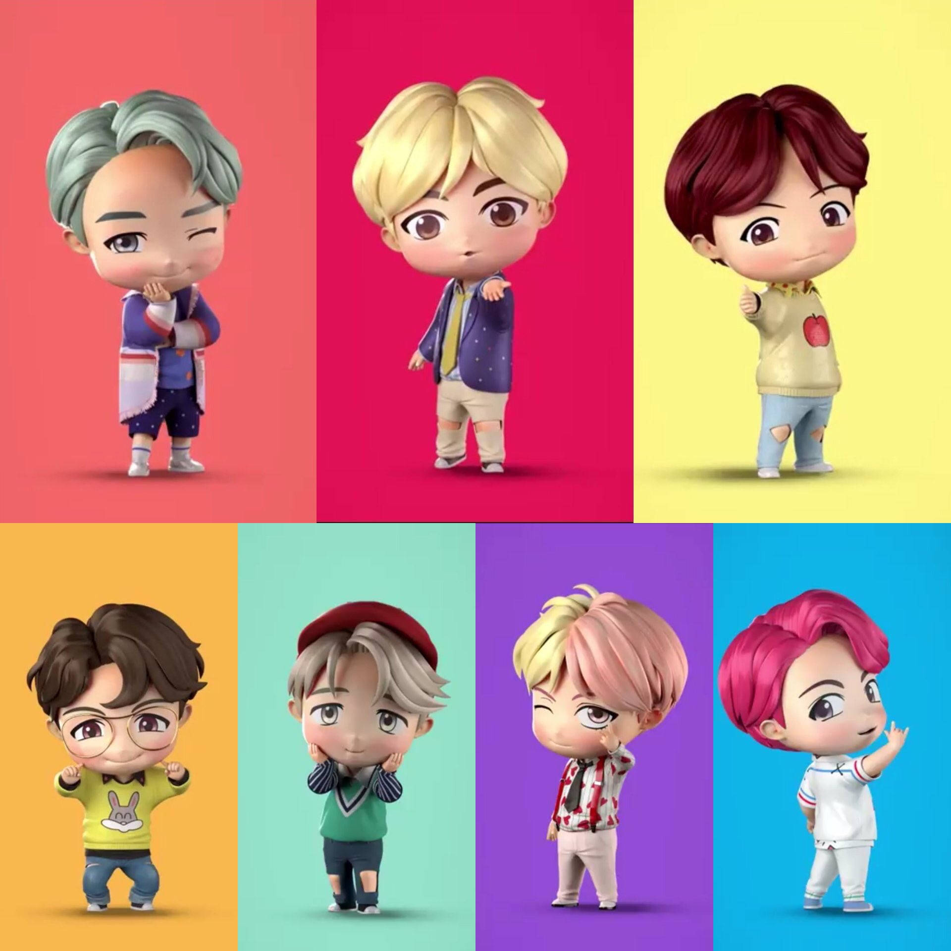 Bts Chibi Background Wallpaper
