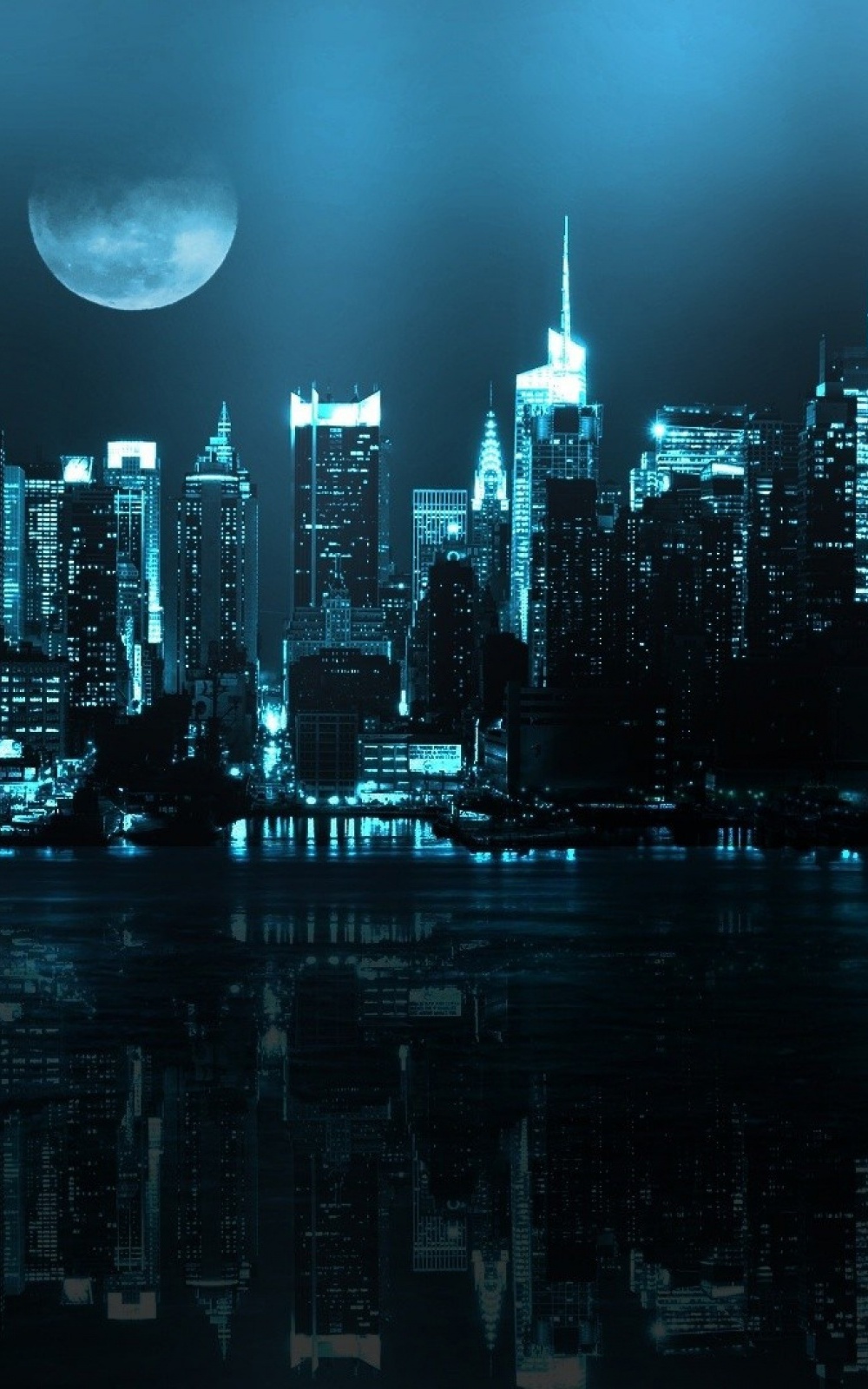 City Skyline Full Moon iPhone Plus HD Wallpaper Ipod