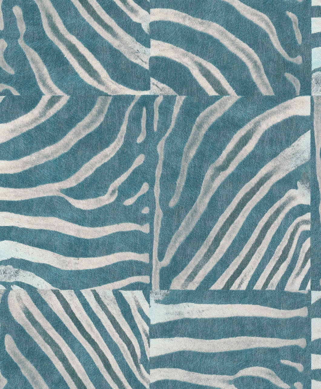 Pop Skin Teal Zebra Panel Heavy Vinyl Wallpaper By Rasch