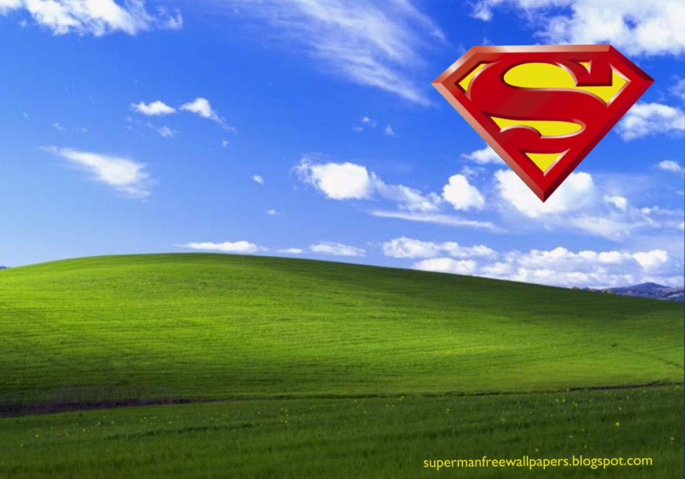 Desktop Wallpaper of Superman Logo over Countryside landscape Desktop