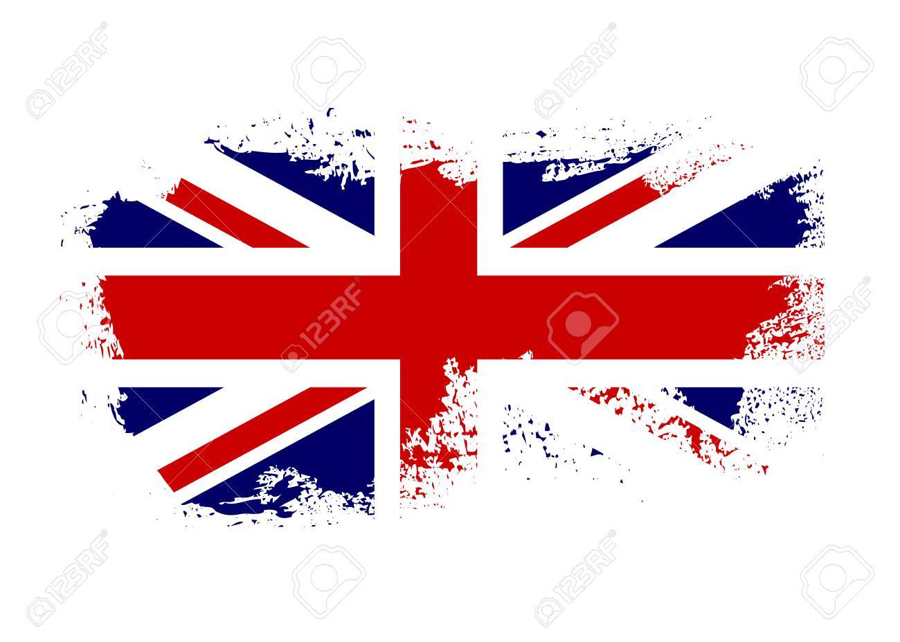British Flag Grunge Old Style Blue Red And White National