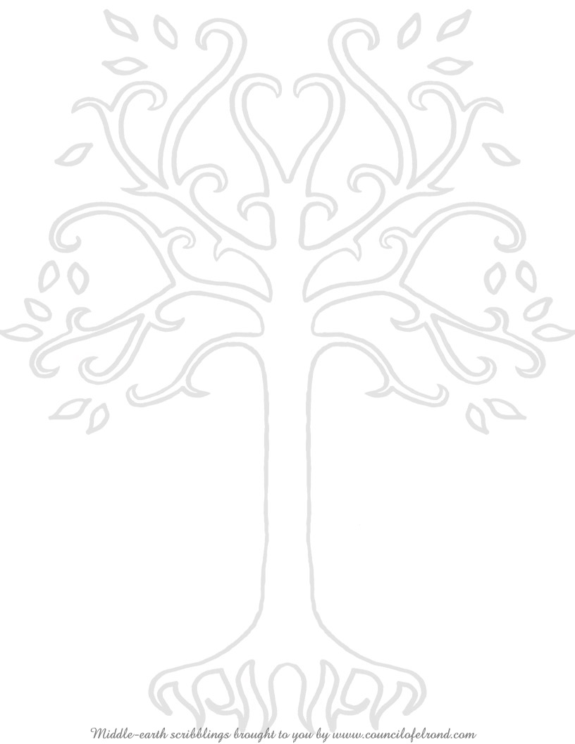 Description The White Tree Of Gondor Outline On Unlined Paper