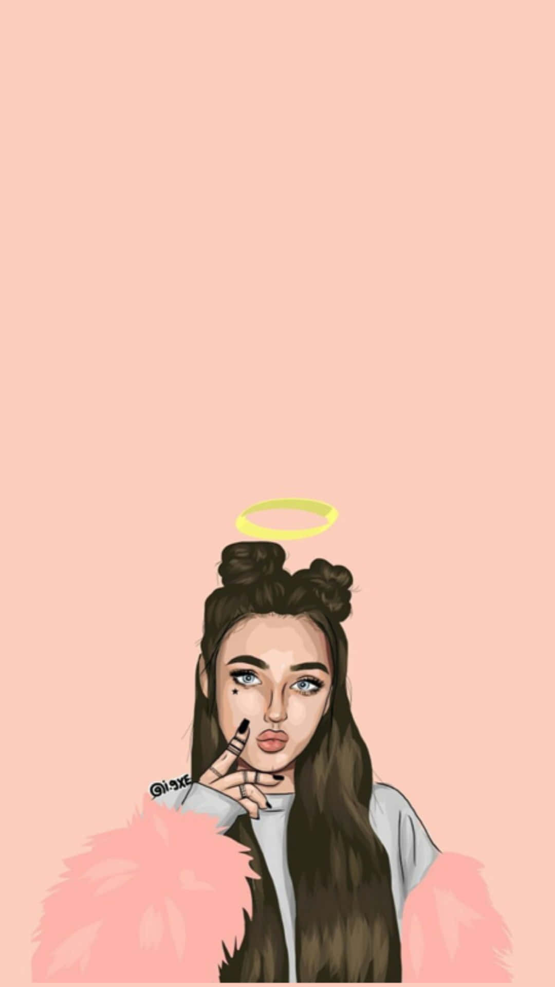 A Young Woman In Vintage Wallpaper