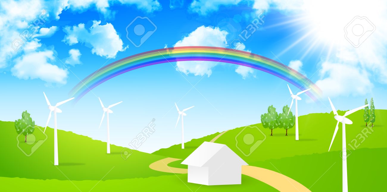 Wind Power Generation Family Background Royalty Cliparts