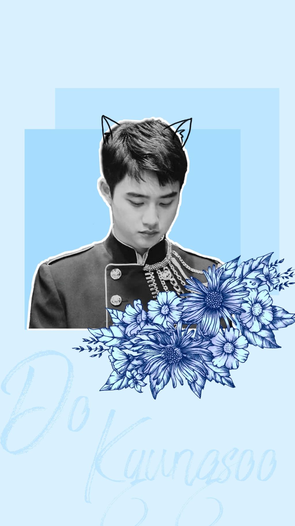 Exo D O Do Kyungsoo Wallpaper Blue Flower