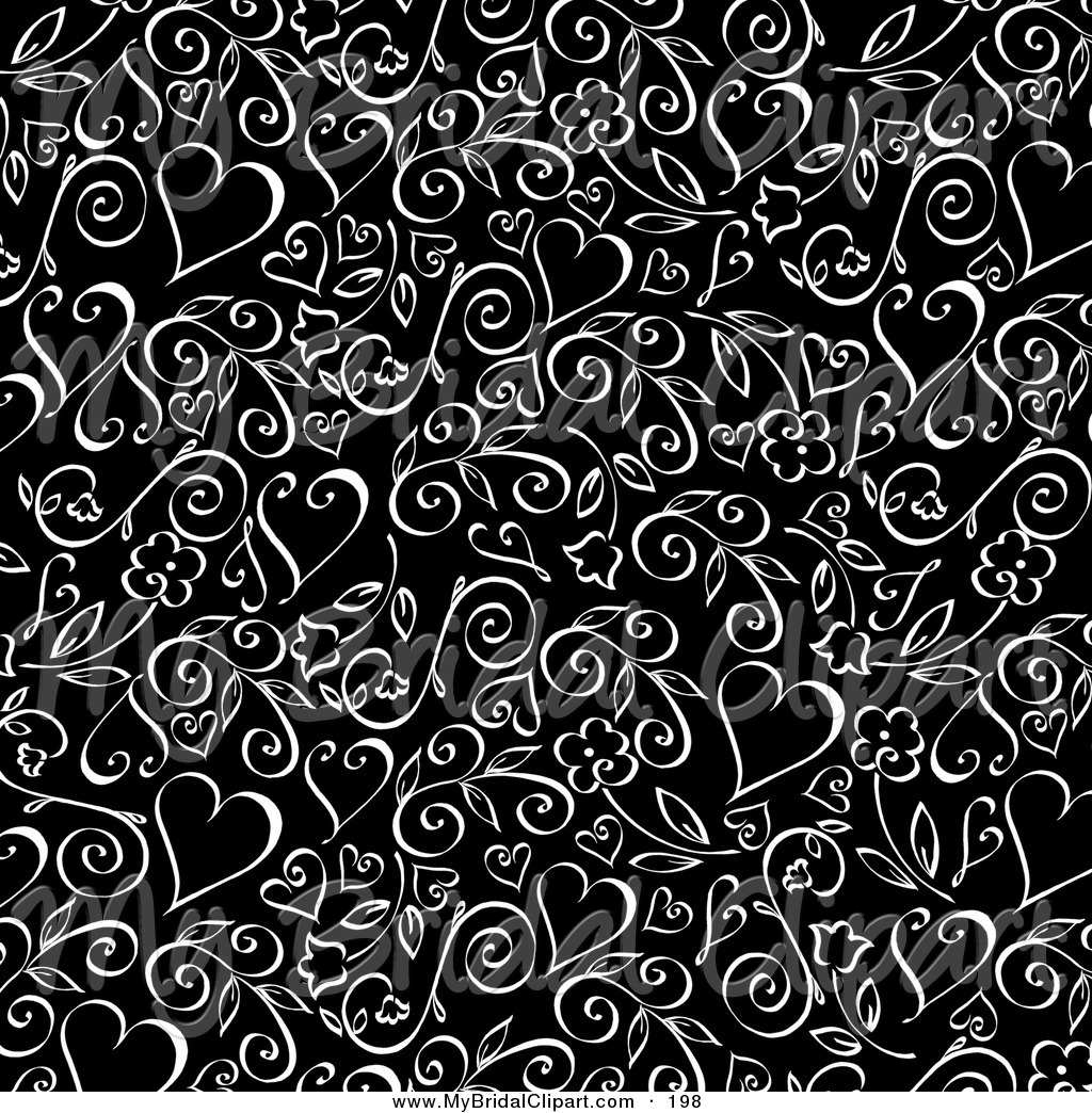 Black And White Hearts Background Bridal Clipart Of A
