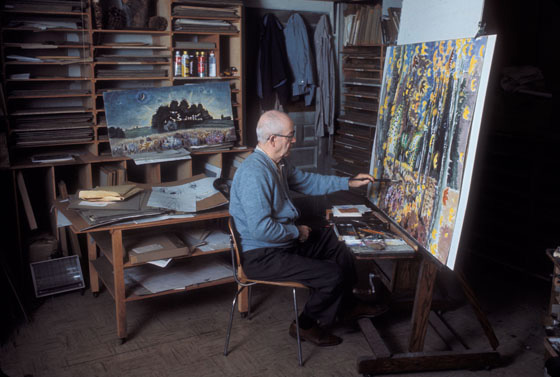 Charles E Burchfield Painting In His Studio Gardenville N Y