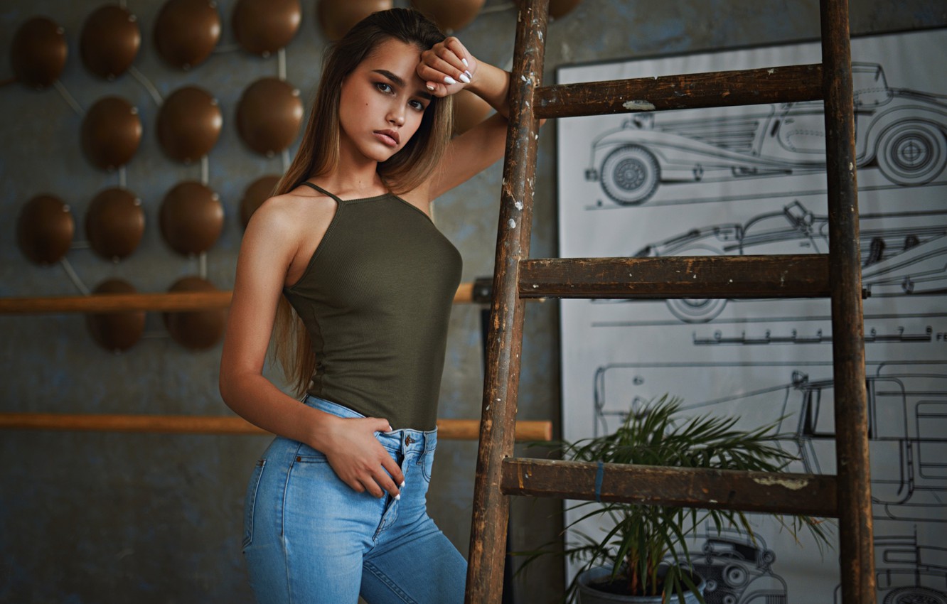 Wallpaper Look Girl Pose Jeans Sergey Fat Anastasia Lis