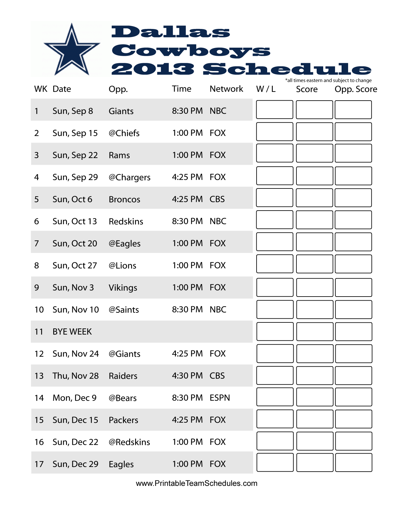 2022 Printable Dallas Cowboys Schedule - Printable World Holiday