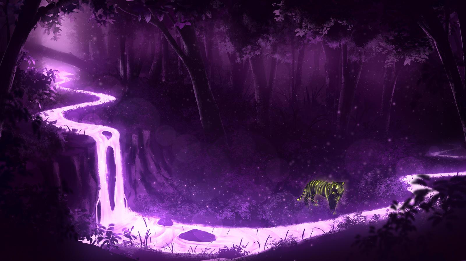 Purple Forest River By Hatschyuh