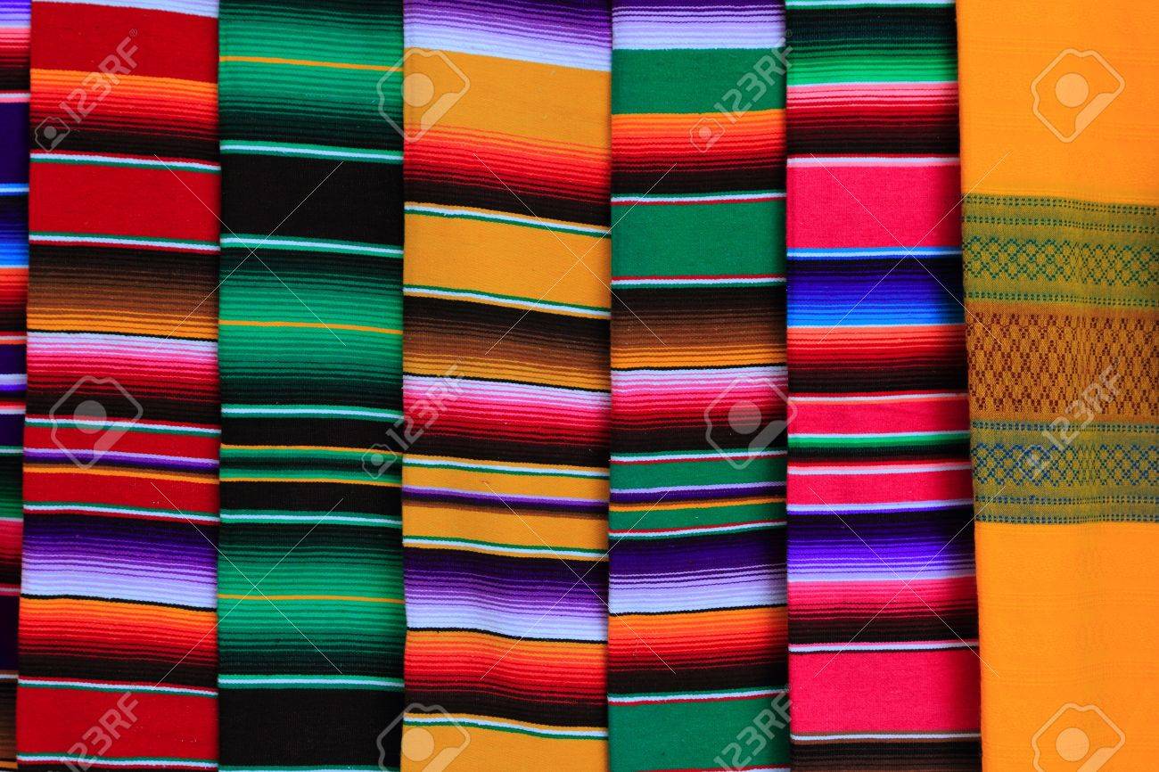 Mexican Serape Fabric Colorful Pattern Texture Background Stock