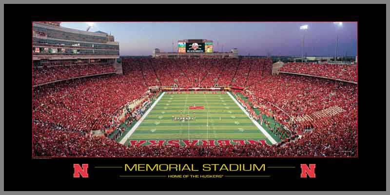 Nebraska Cornhuskers Wood Mounted Poster Print Memorial Stadium