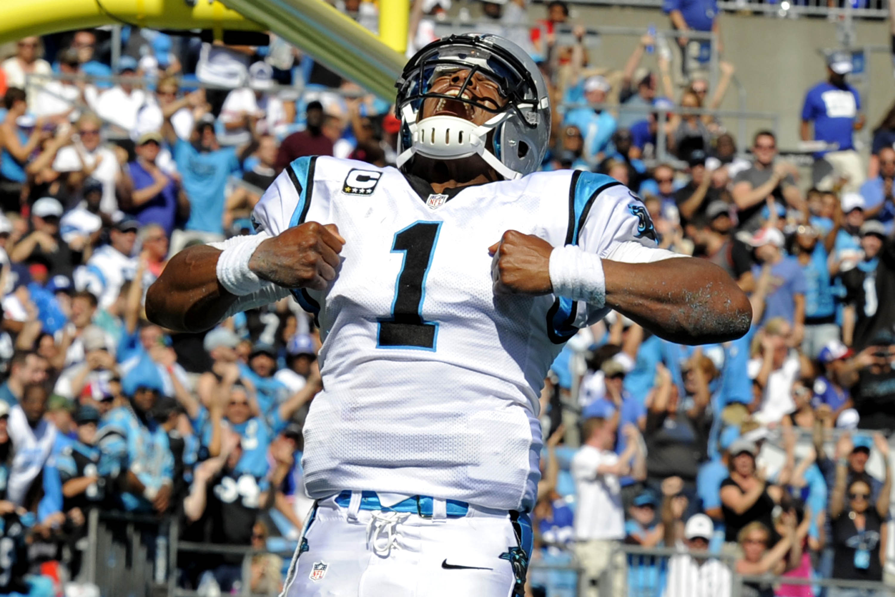 Cam Newton Celebrates A Td Run In The Panthers Drubbing Of
