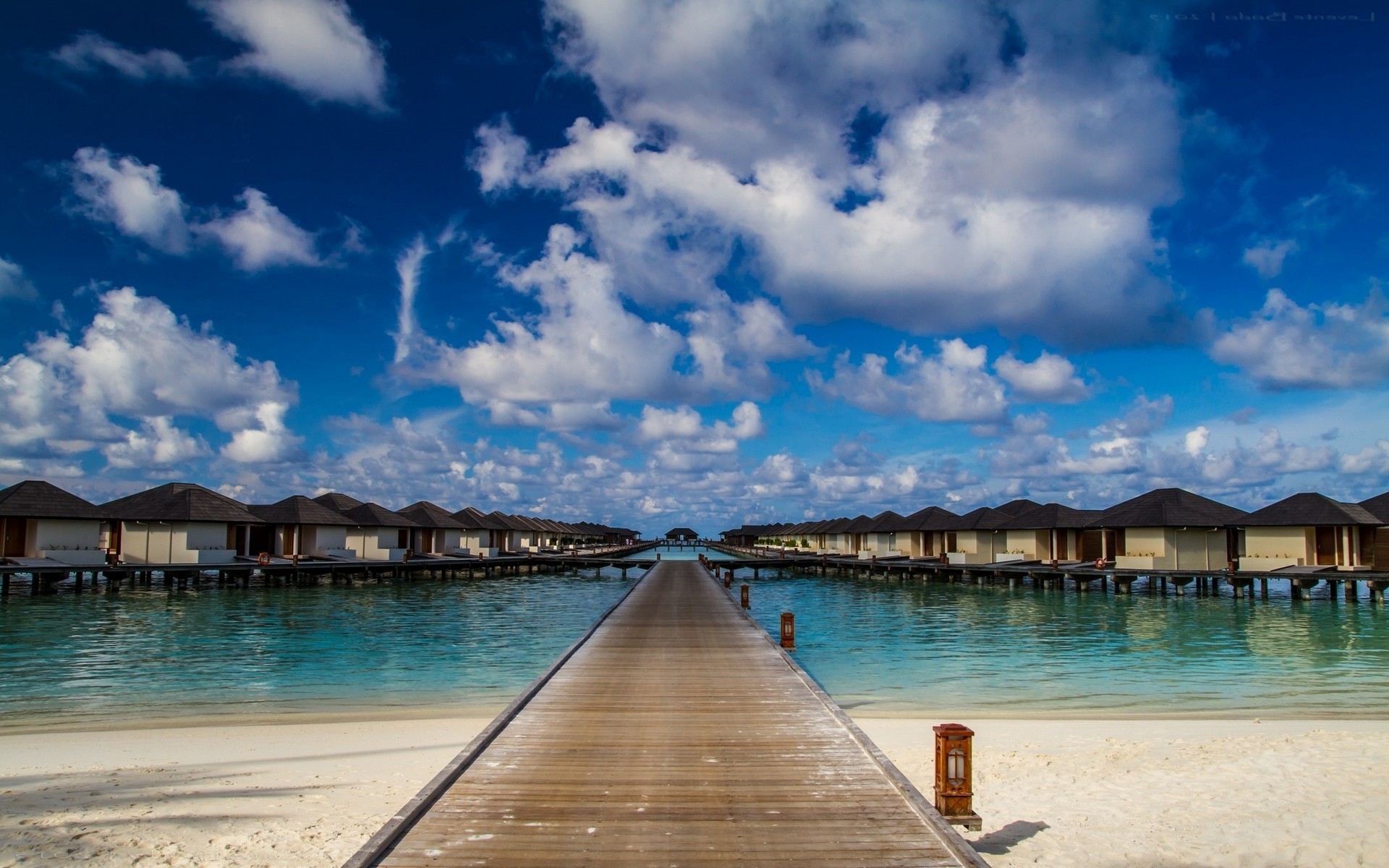 Nature Landscape Beach Maldives Resort Sea Sand Clouds Sky Tropical Wallpaper