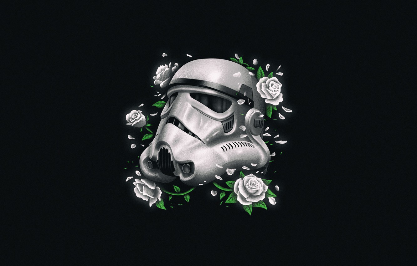 Wallpaper Flowers Minimalism Star Wars Helmet Background