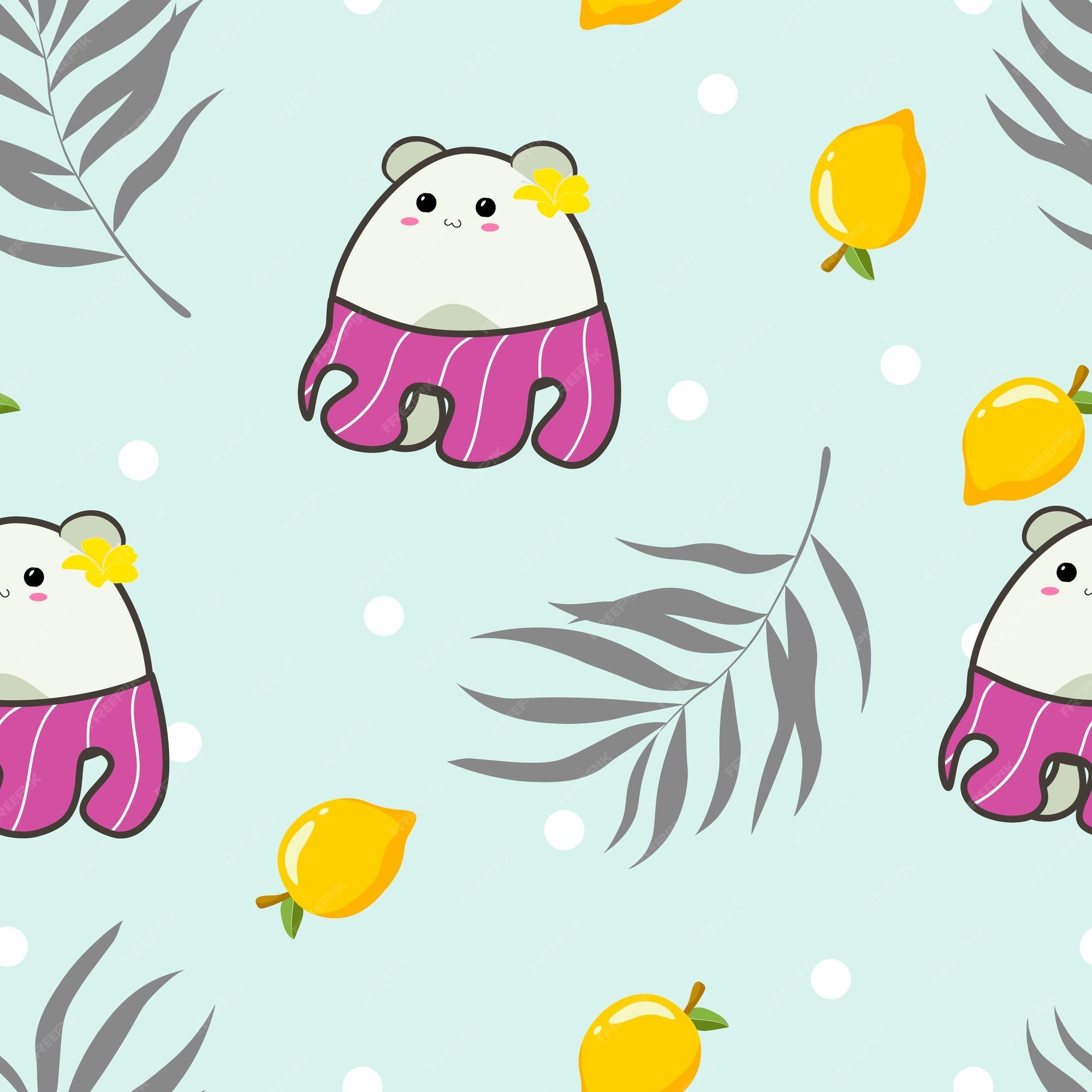 Premium Vector Seamless Pattern With Cute Kawaii Doodle