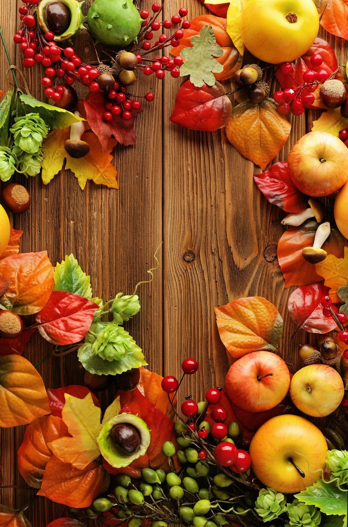 Autumn Wooden Fruits Wallpaper iPhone   2021 3D iPhone Wallpaper 714x1080