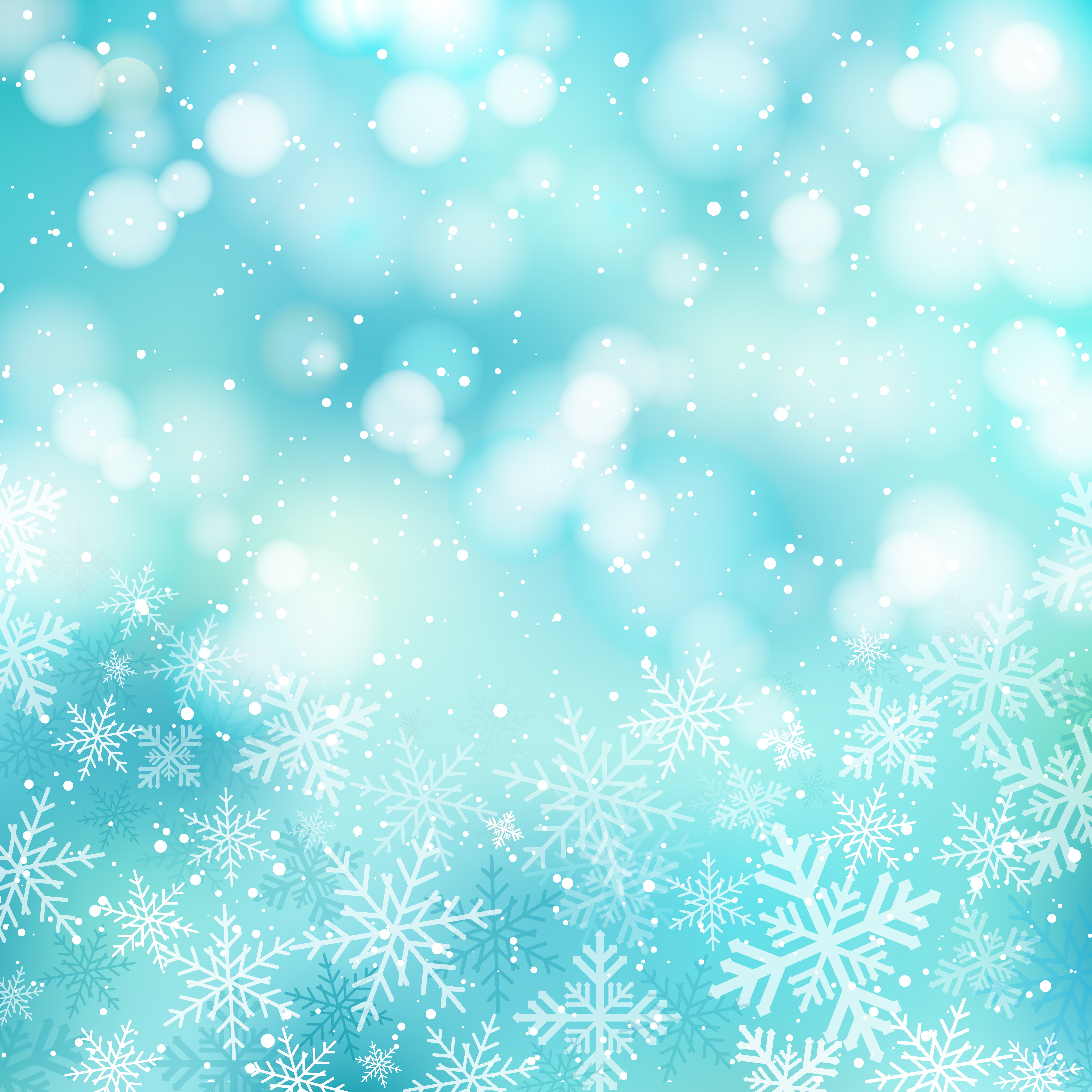 Winter White Christmas Bokeh Blue And Sparkling Lights Festive