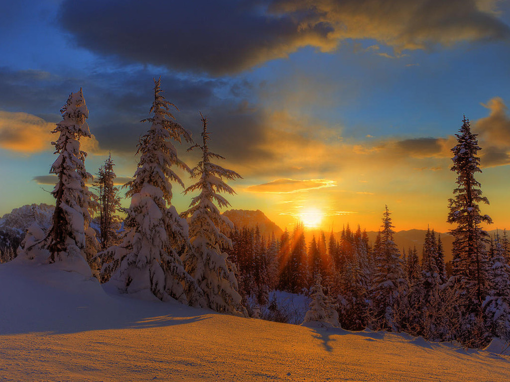 Winter Sunset Wallpaper HD