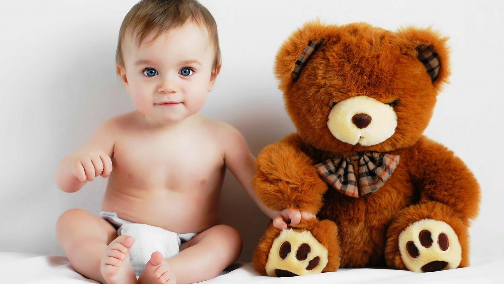 Cute Baby Boy Playing With Tedy Bear HD Wallpaperwele To Starchop