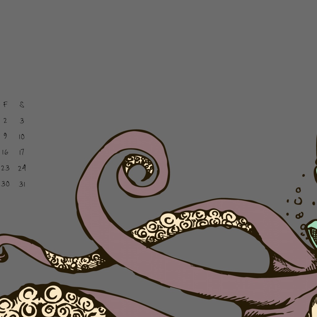 Octopus Calendar Wallpaper Desktop Background