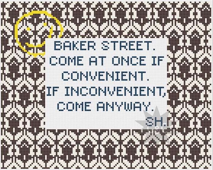 Sherlock Quote With Wallpaper Pattern Border Counted Cross Stitch P