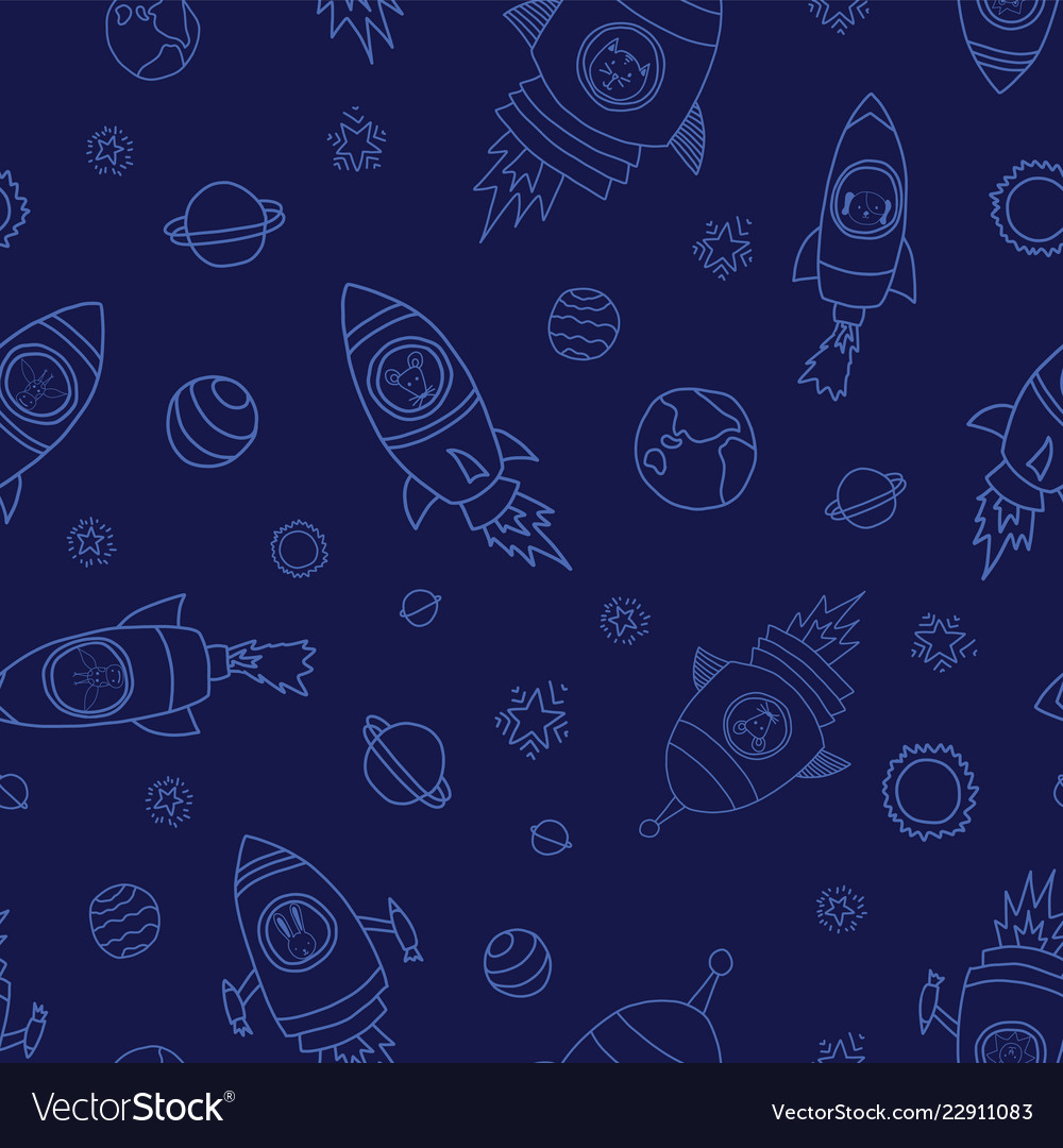 Astronaut space animals on blue background Vector Image