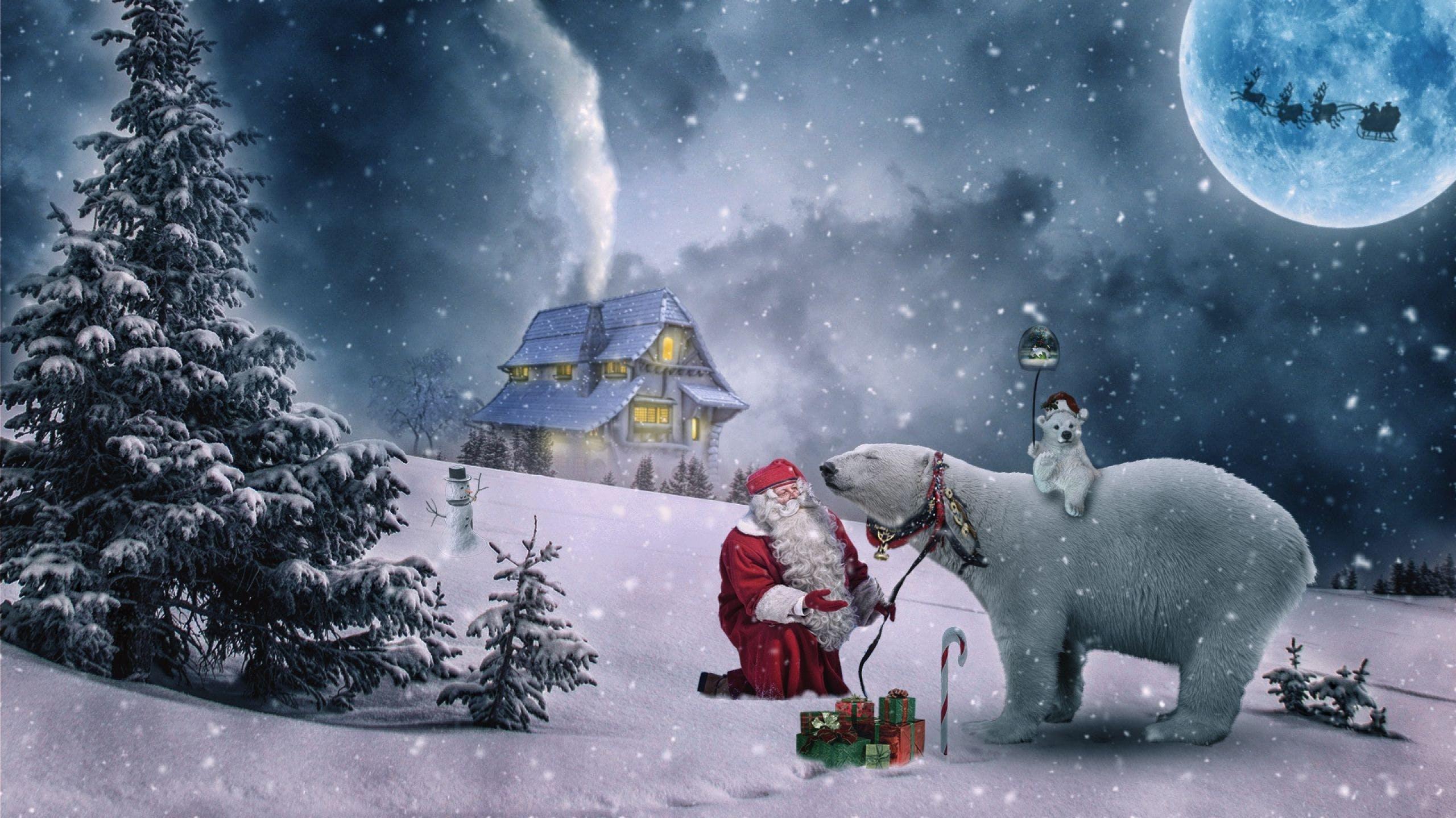 Santa Claus And Coca Cola Polar Bear Christmas Holiday