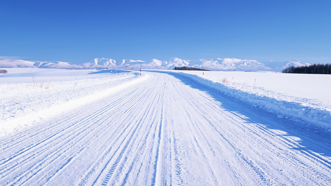 Wallpaper Winter Snowy Road HD For iPhone