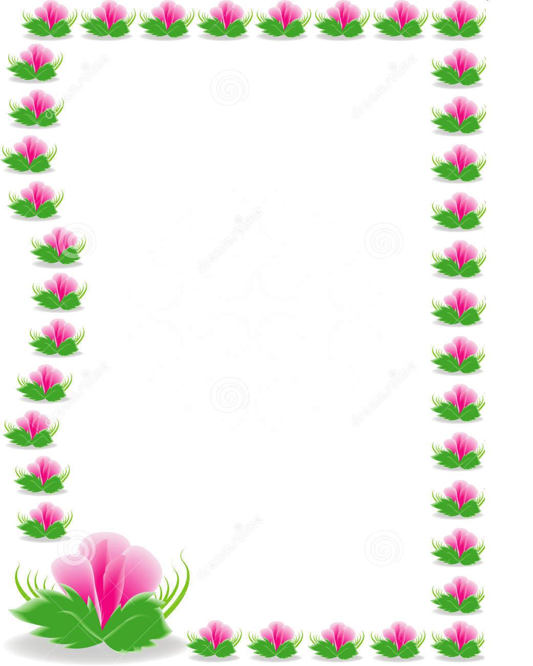 Pink and Green Flower Border 1041x1300