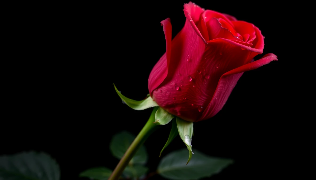 Red Rose Black Background
