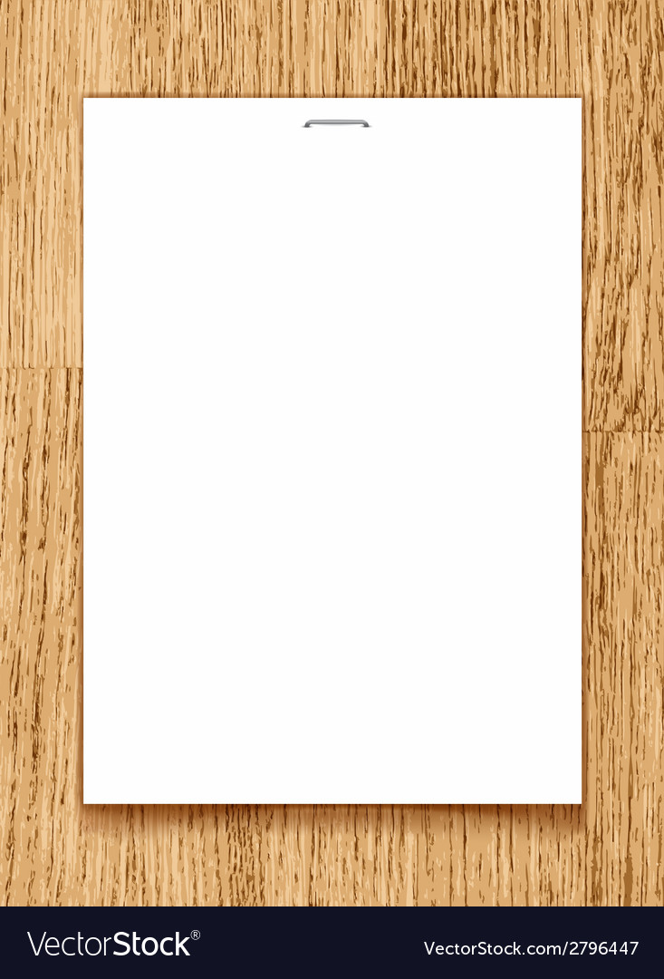 Blank Paper A4 Sheet On Wooden Background Vector Image