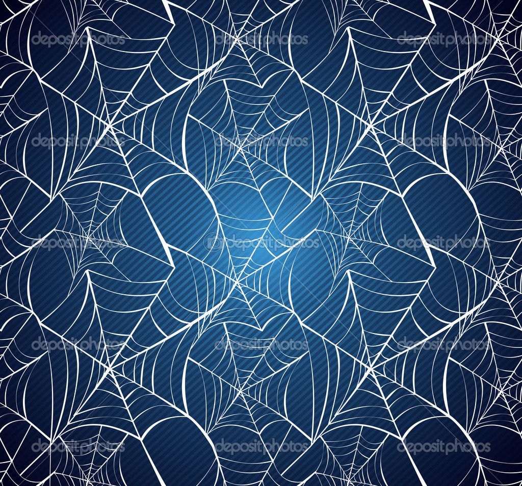 Halloween Spider Web Seamless Pattern Blue Background Eps10 File