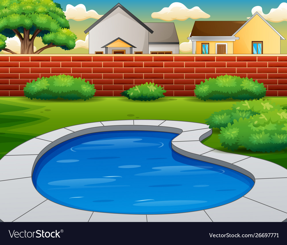 Background Swimming Pool In Backyard Royalty Vector