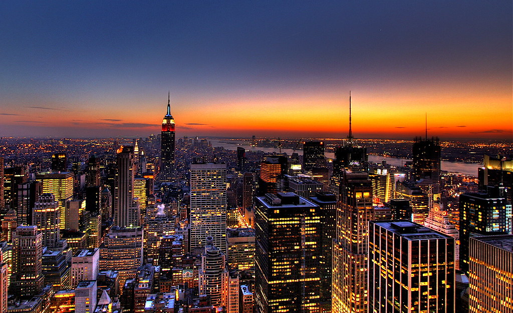 Nyc New York City Skyline Sunset Wallpaper Background