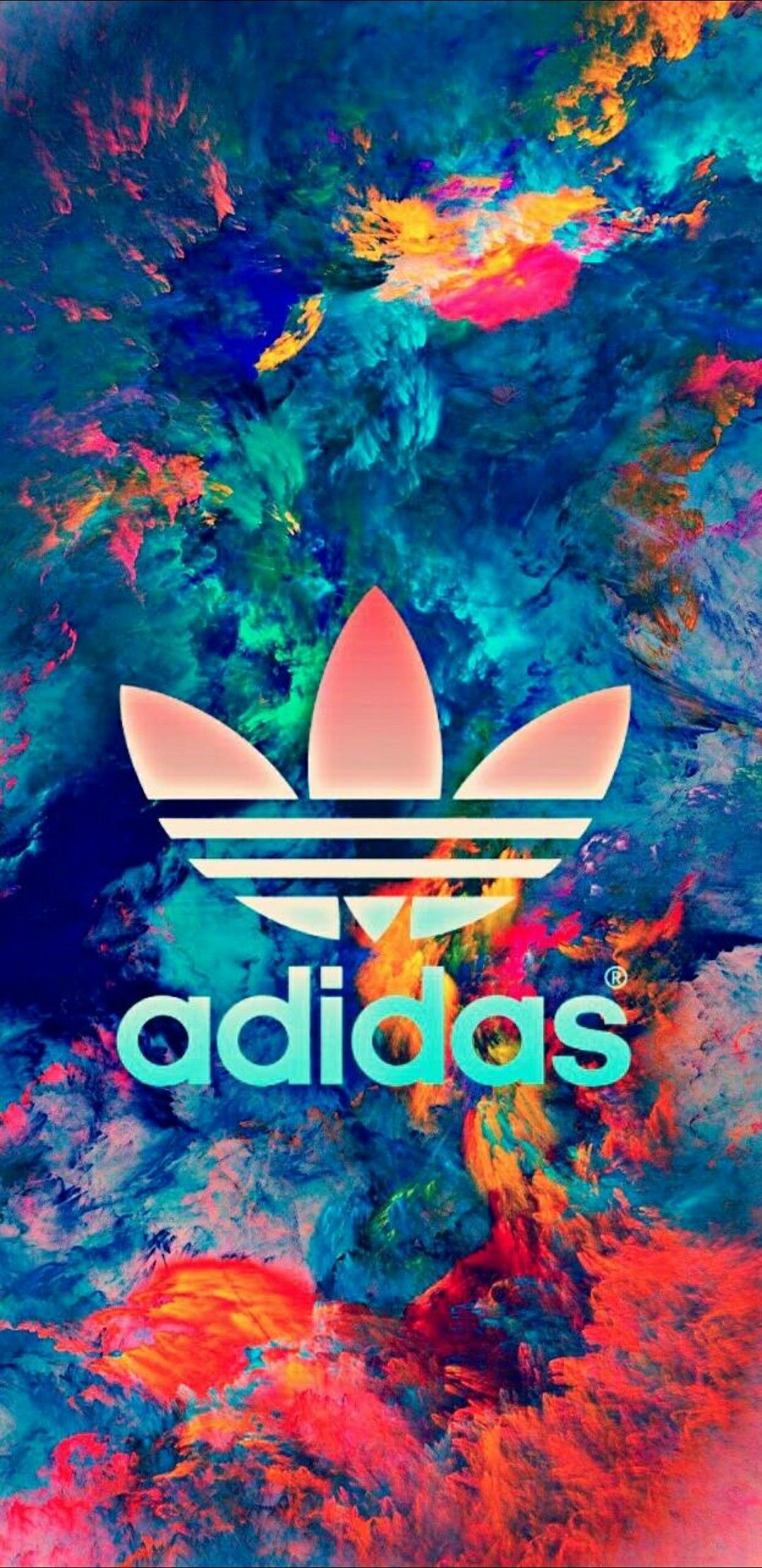 Vibrant Adidas logo on a colorful abstract background