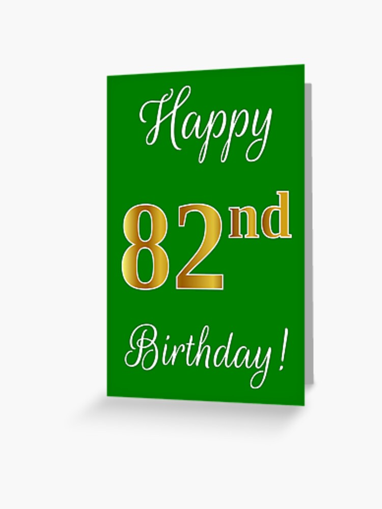 Elegant Faux Gold Look Number Happy 82nd BirtHDay Green