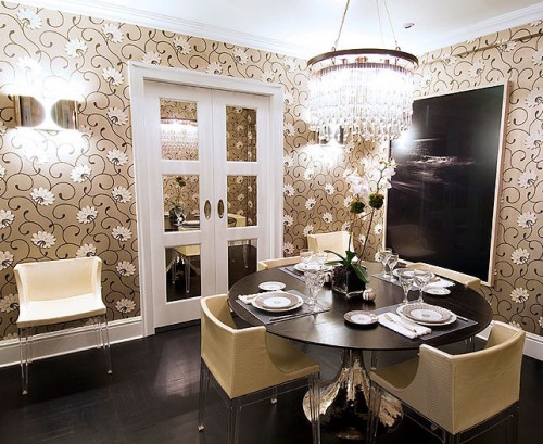 deco floral wallpaper dining room 500x409