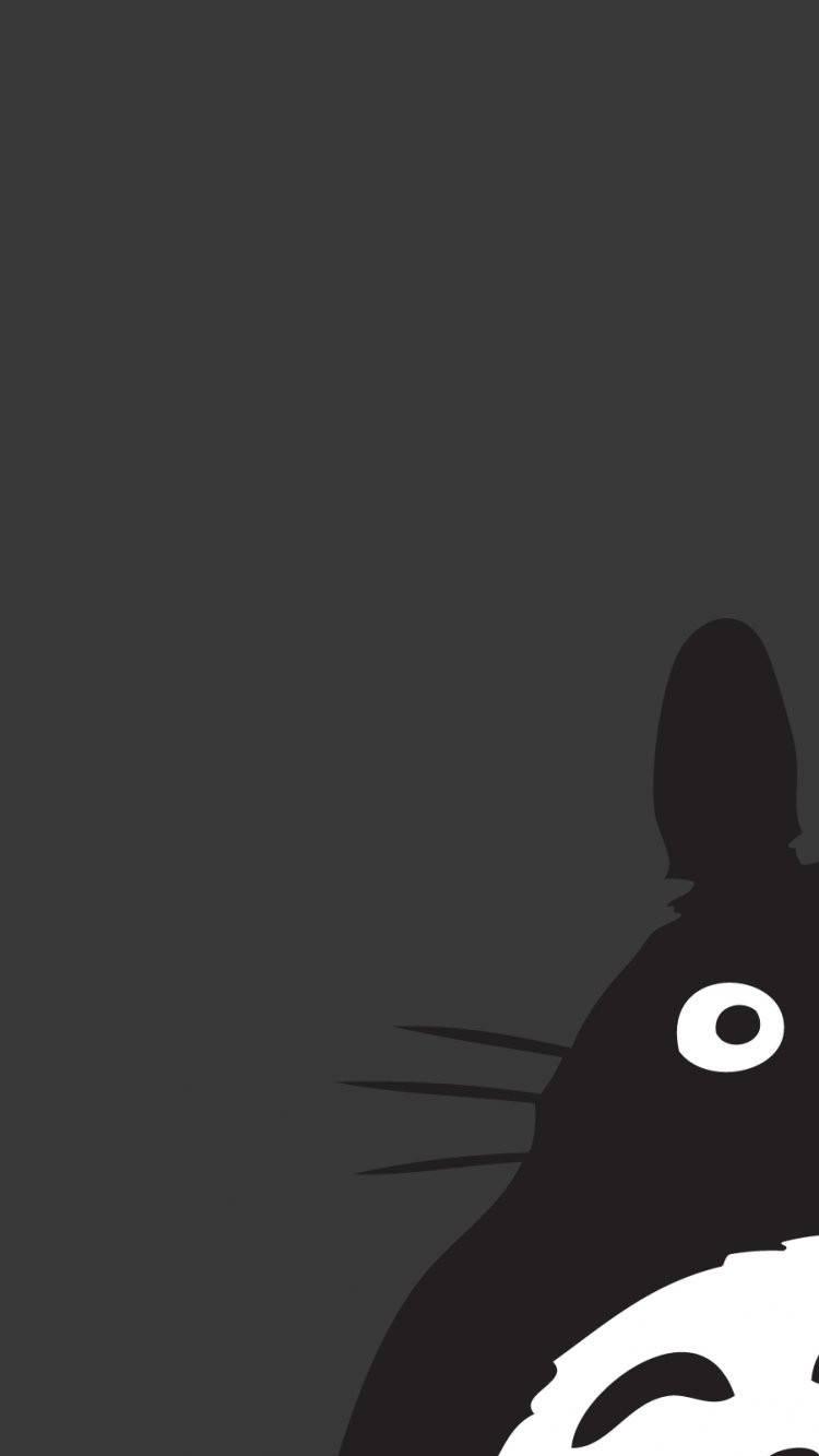 Download Totoro Anime Black And White iPhone Wallpaper
