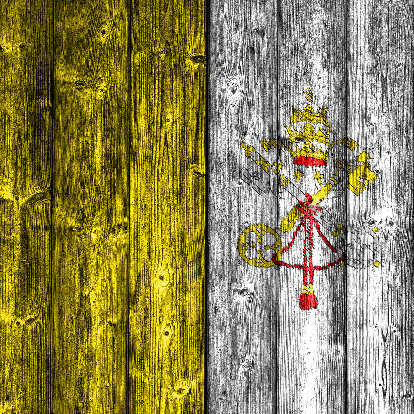 Flag Of Vatican On Wood Wagrati